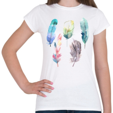 PRINTFASHION Watercolor Feathers - Női póló - Fehér női póló