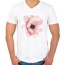 PRINTFASHION Watercolor Flower - Férfi V-nyakú póló - Fehér férfi póló