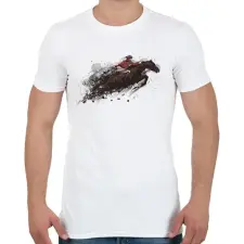 PRINTFASHION Watercolor Horse race - Férfi póló - Fehér férfi póló