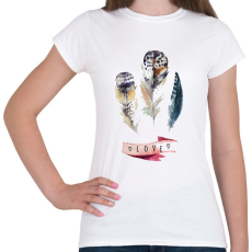 PRINTFASHION Watercolor Painted Feathers - Női póló - Fehér