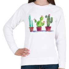 PRINTFASHION Watercolor style Cactus - Női pulóver - Fehér női pulóver, kardigán