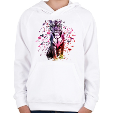 PRINTFASHION watercolor tigris - Gyerek kapucnis pulóver - Fehér