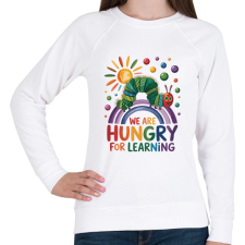 PRINTFASHION We Are Hungry For Learning - Női pulóver - Fehér női pulóver, kardigán