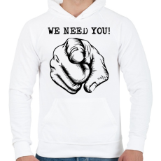PRINTFASHION We need you -  kellesz nekünk - Férfi kapucnis pulóver - Fehér