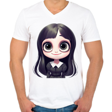 PRINTFASHION Wednesday Addams - Férfi V-nyakú póló - Fehér