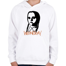 PRINTFASHION Wednesday Addams - Gyerek kapucnis pulóver - Fehér gyerek pulóver, kardigán
