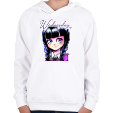 PRINTFASHION Wednesday Addams - Gyerek kapucnis pulóver - Fehér
