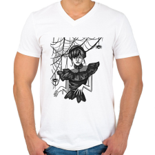 PRINTFASHION Wednesday Addams Halloween - Férfi V-nyakú póló - Fehér férfi póló