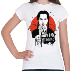 PRINTFASHION Wednesday Addams I hate everything  - Női póló - Fehér