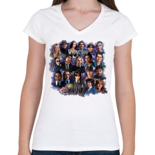 PRINTFASHION Wednesday Addams - montázs - Női V-nyakú póló - Fehér női póló