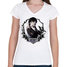 PRINTFASHION Wednesday art 5 - Női V-nyakú póló - Fehér