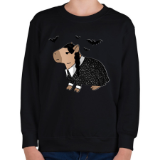 PRINTFASHION Wednesday capybara fehér körvonal - Gyerek pulóver - Fekete gyerek pulóver, kardigán