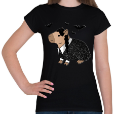 PRINTFASHION Wednesday capybara fehér körvonal - Női póló - Fekete női póló