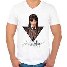 PRINTFASHION Wednesday - Férfi V-nyakú póló - Fehér férfi póló