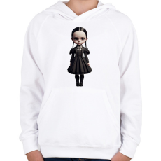 PRINTFASHION Wednesday - Gót stílusú illusztráció - Gyerek kapucnis pulóver - Fehér