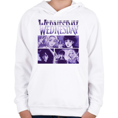 PRINTFASHION Wednesday - Gyerek kapucnis pulóver - Fehér