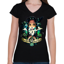 PRINTFASHION Wednesday over your dead body - Női V-nyakú póló - Fekete női póló