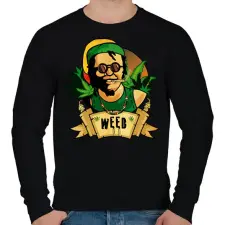 PRINTFASHION Weed - Férfi pulóver - Fekete férfi pulóver, kardigán