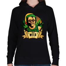 PRINTFASHION Weed - Női kapucnis pulóver - Fekete női pulóver, kardigán
