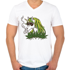 PRINTFASHION WeedCorn - Férfi V-nyakú póló - Fehér férfi póló