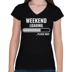 PRINTFASHION Weekend - Női V-nyakú póló - Fekete