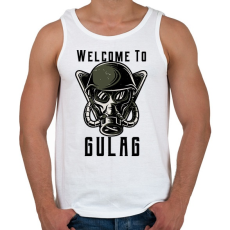 PRINTFASHION Welcome to Gulag - Férfi atléta - Fehér