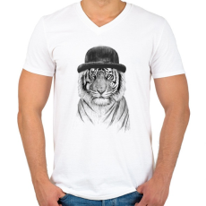 PRINTFASHION Welcome to the jungle - Férfi V-nyakú póló - Fehér