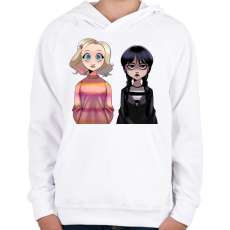 PRINTFASHION Wendesday Addams - Gyerek kapucnis pulóver - Fehér