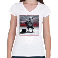 PRINTFASHION WestWorld - Női V-nyakú póló - Fehér