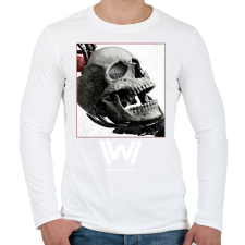 PRINTFASHION WestWorld skull - Férfi hosszú ujjú póló - Fehér férfi póló