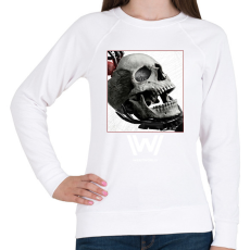 PRINTFASHION WestWorld skull - Női pulóver - Fehér