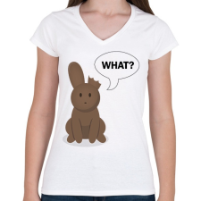 PRINTFASHION What? - Csoki nyuszi - Női V-nyakú póló - Fehér női póló