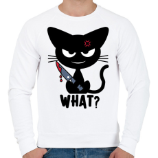 PRINTFASHION What? - Gyilkos cica / Késes macska / horror macska / mérges cicus - Férfi pulóver - Fehér
