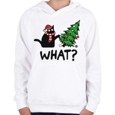 PRINTFASHION What? - Karácsonyos macska - Gyerek kapucnis pulóver - Fehér