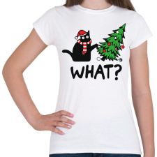 PRINTFASHION What? - Karácsonyos macska - Női póló - Fehér női póló