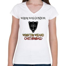 PRINTFASHION Where was Gondor? (fireball) - Női V-nyakú póló - Fehér