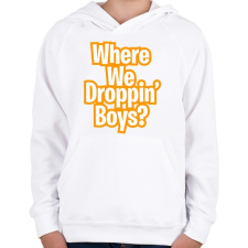 PRINTFASHION Where we droppin - Gyerek kapucnis pulóver - Fehér gyerek pulóver, kardigán