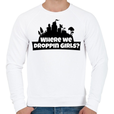 PRINTFASHION WhereWeDroppingGirls - Férfi pulóver - Fehér