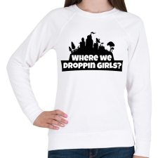 PRINTFASHION WhereWeDroppingGirls - Női pulóver - Fehér női pulóver, kardigán