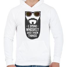 PRINTFASHION Whiskey-t iszok és tudok dolgokat - Férfi kapucnis pulóver - Fehér
