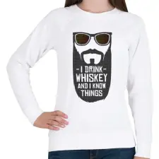 PRINTFASHION Whiskey-t iszok és tudok dolgokat - Női pulóver - Fehér női pulóver, kardigán