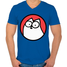 PRINTFASHION White cat - Férfi V-nyakú póló - Királykék férfi póló