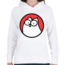 PRINTFASHION White cat - Női kapucnis pulóver - Fehér női pulóver, kardigán