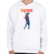 PRINTFASHION White teddy bear Fortnite - Gyerek kapucnis pulóver - Fehér