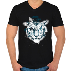 PRINTFASHION White tiger - Férfi V-nyakú póló - Fekete