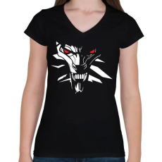 PRINTFASHION White Wolf - Női V-nyakú póló - Fekete