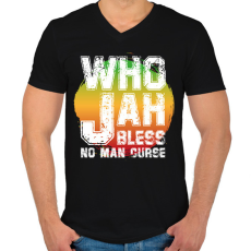 PRINTFASHION Who jah - Férfi V-nyakú póló - Fekete
