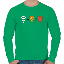 PRINTFASHION Wifi + Pizza = Love - Férfi pulóver - Zöld férfi pulóver, kardigán