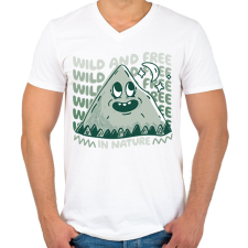 PRINTFASHION Wild and free in nature - Férfi V-nyakú póló - Fehér férfi póló