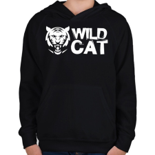 PRINTFASHION Wild Cat - Gyerek kapucnis pulóver - Fekete gyerek pulóver, kardigán